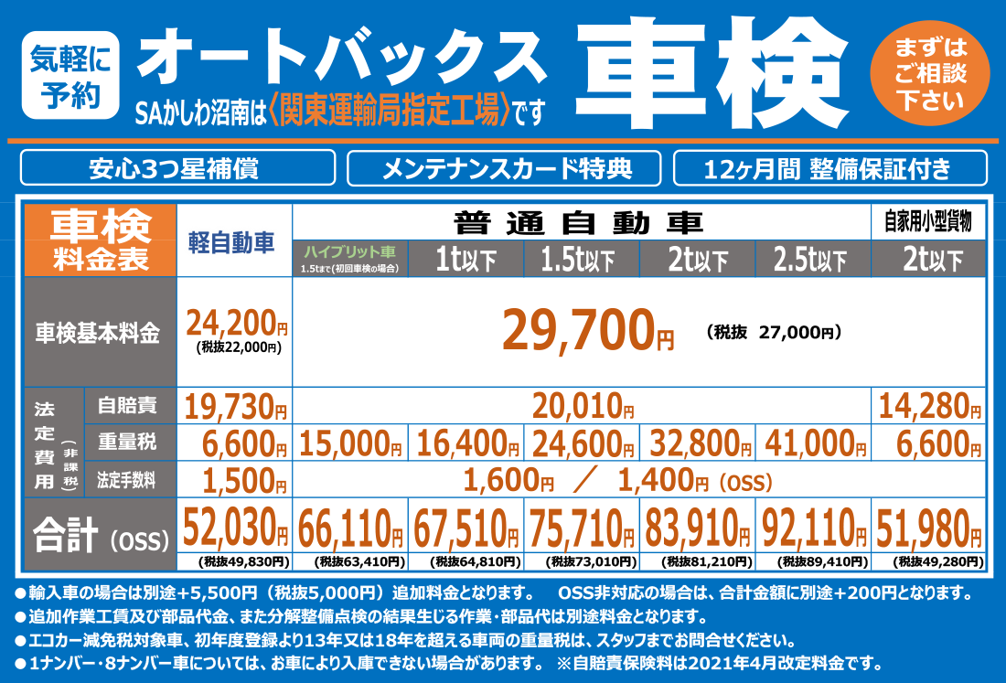 スーパーオートバックスかしわ沼南 車検