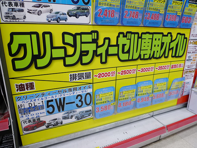 クリーンディーゼル車用量り売りオイル