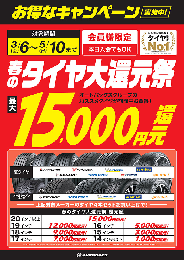春のタイヤ大還元祭